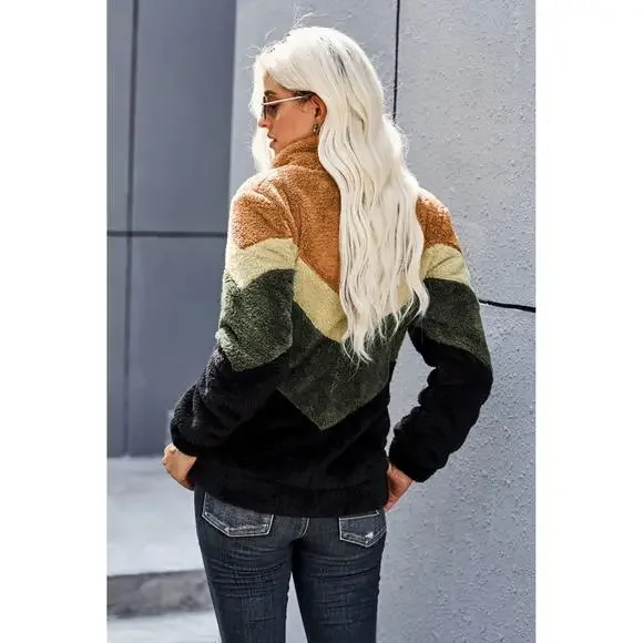 Colorblock Teddy Jacket - Picture 6 of 15